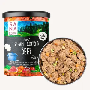 Dampkokt Hundemat med Storfe - Våtfôr på glass 400 g