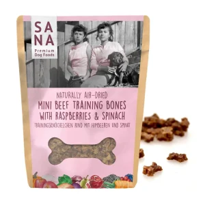 Mini Hundegodbit - Okse, Bringebær & Spinat 100 g
