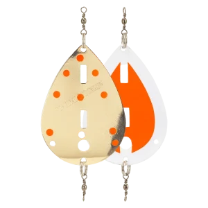 Søvik Dividalsblinken WL Gull/Orange/UV Prikker 70mm